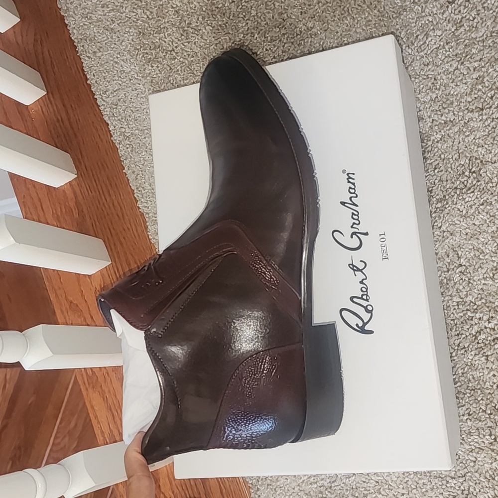 ROBERT GRAHM NWT IN BOX BROWN REAL LEATHER SKULL FRONT BOOTS SIZE 11.5